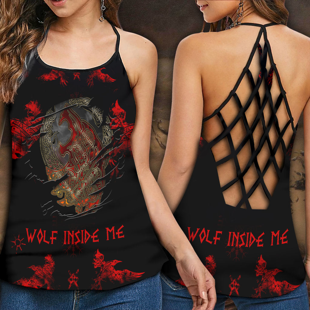 Viking Wolf Inside Me Red – Hollow Tank Top