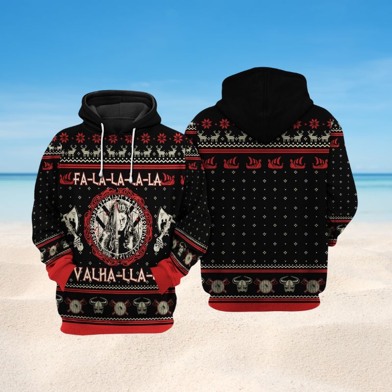 Viking Shieldmaiden Black And Red Art – 3D Hoodie