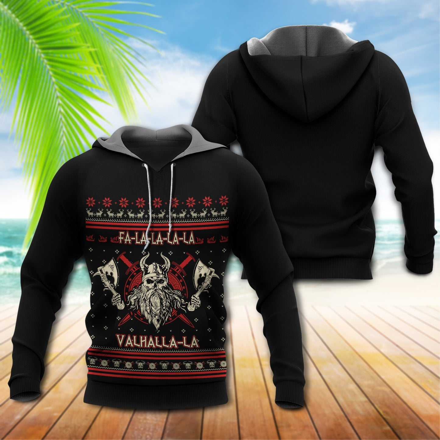 Viking Valhalla Hero Red Style - 3D Hoodie3