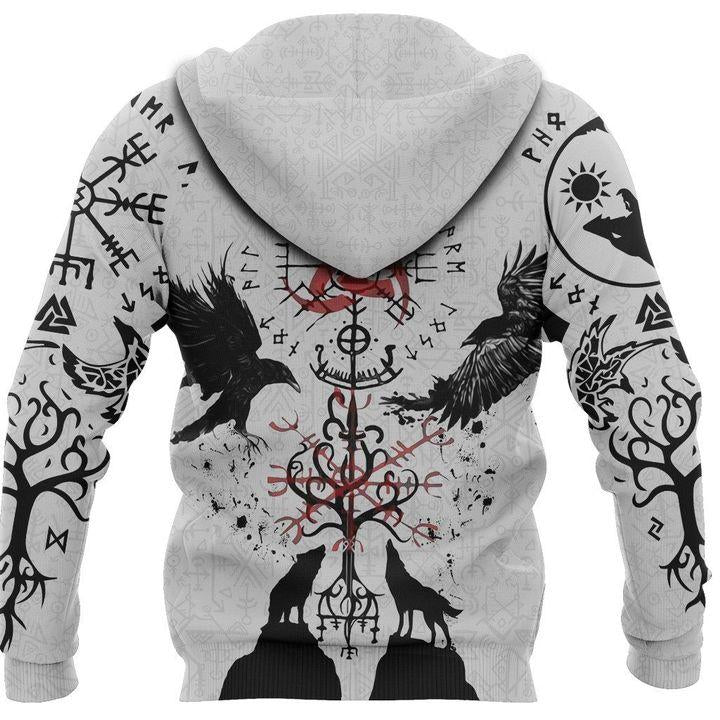 Viking Vegvisir Raven Wolf Tree Of Life - 3D Hoodie3