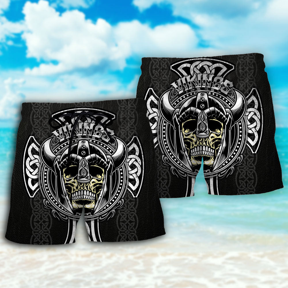 Viking Black Pattern Norse Style Art – Beach Short