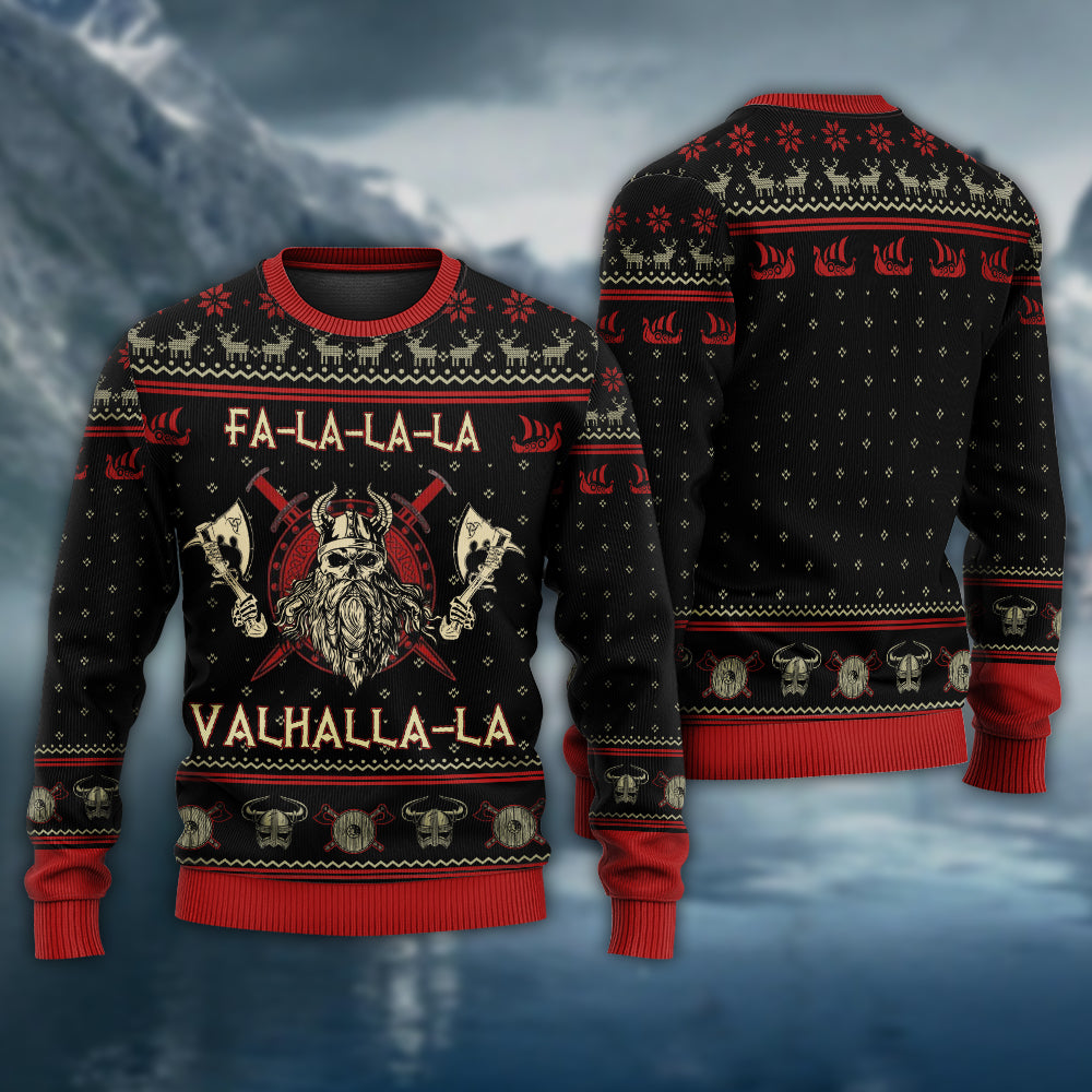 Viking Valhalla Black And Red Style – Sweater - Ugly Christmas Sweater