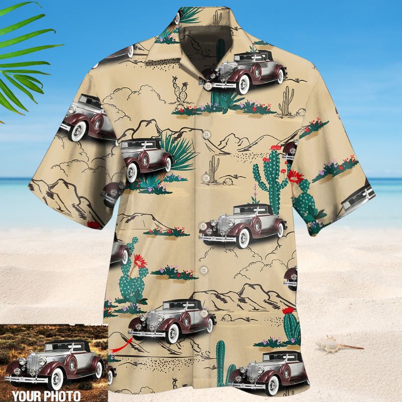 Vintage Car Desert Basic Photo Style – Hawaiian Shirt