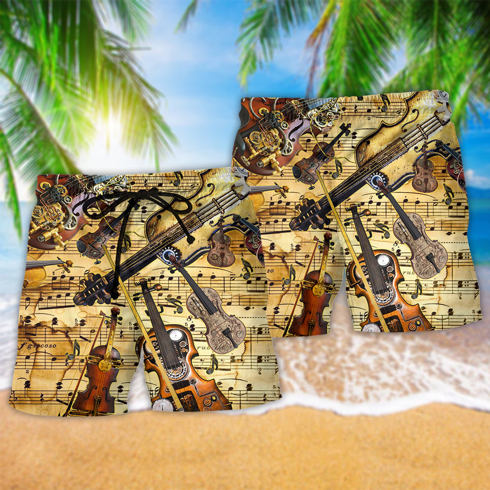 Violin Speaks Music Art - Beach Short