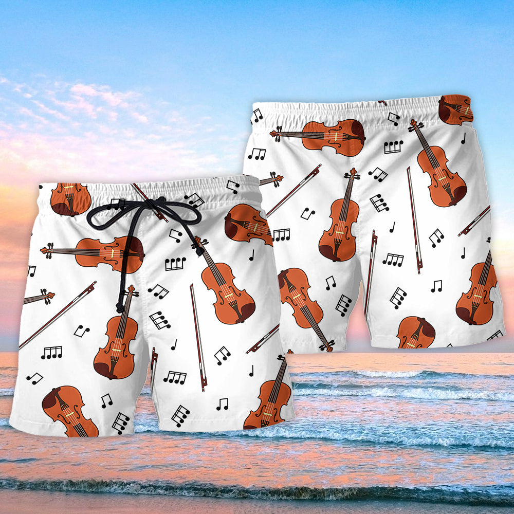 Violin Music Notes Minimal – Beach Short