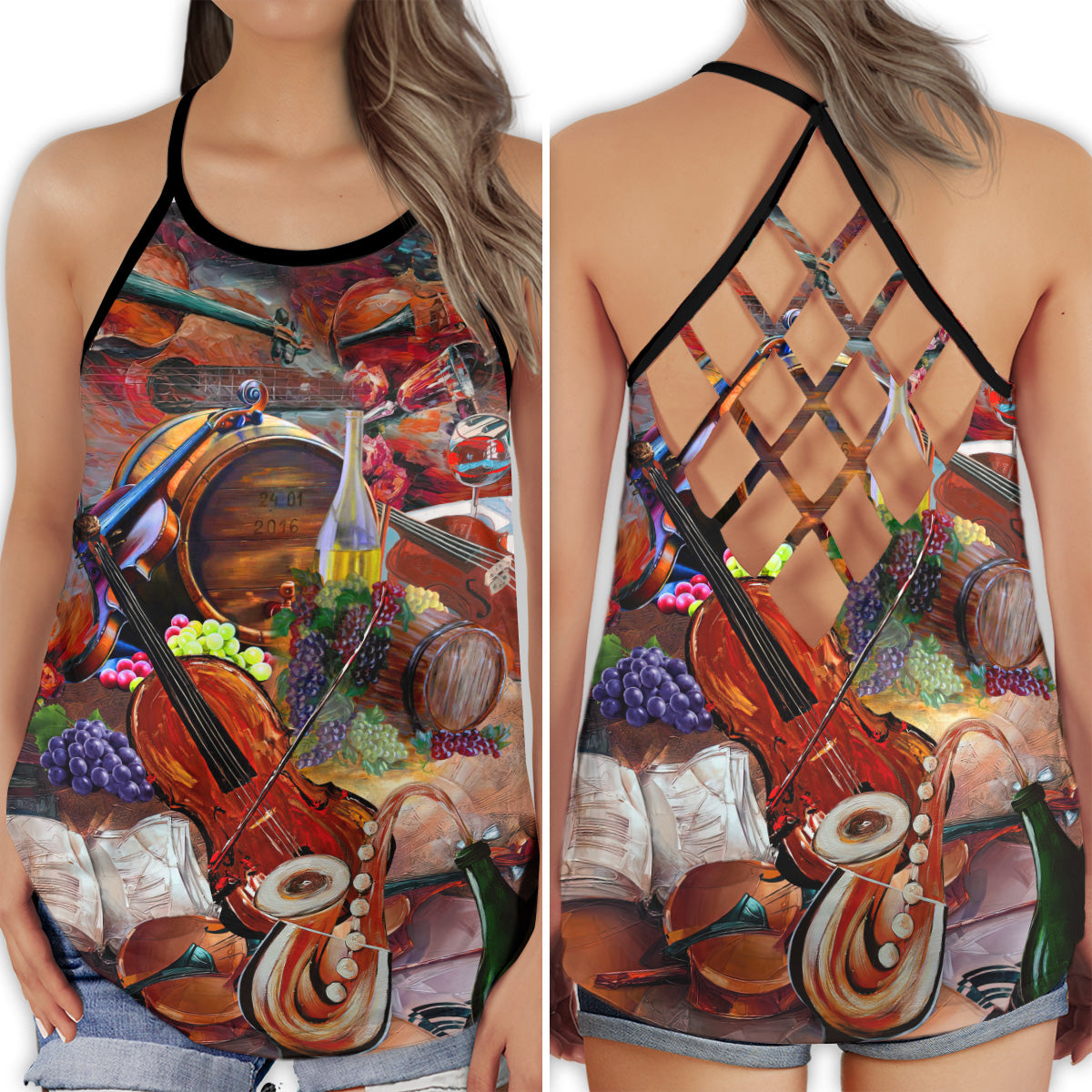 Violin One Life One Love Vibes - Hollow Tank Top