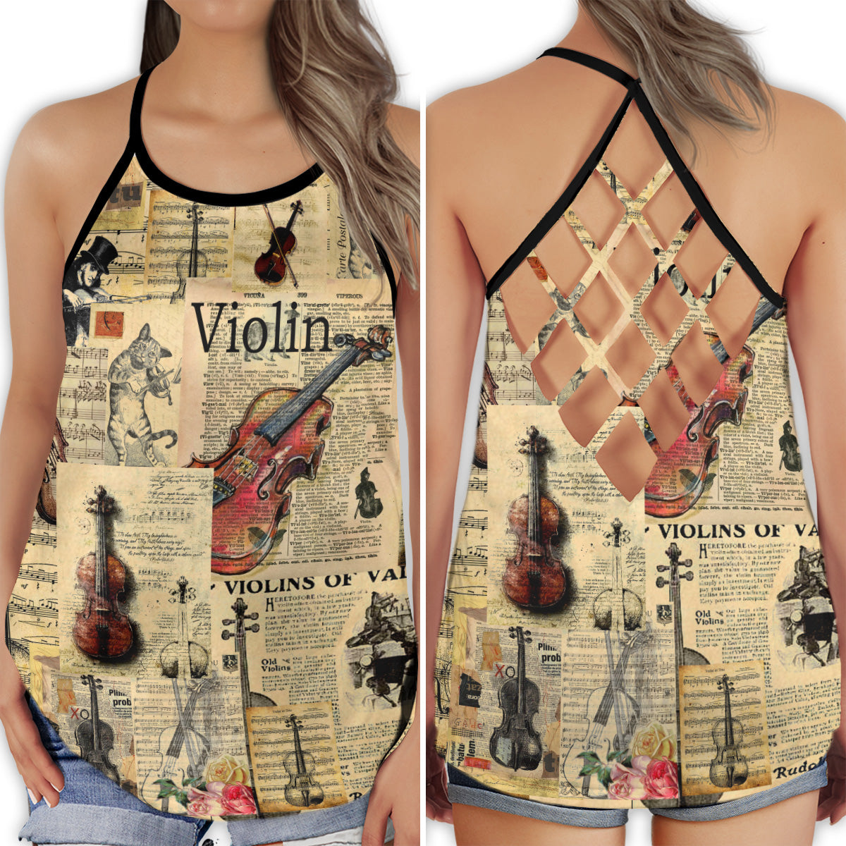 Violin Relaxing Music Calm Vibes - Hollow Tank Top