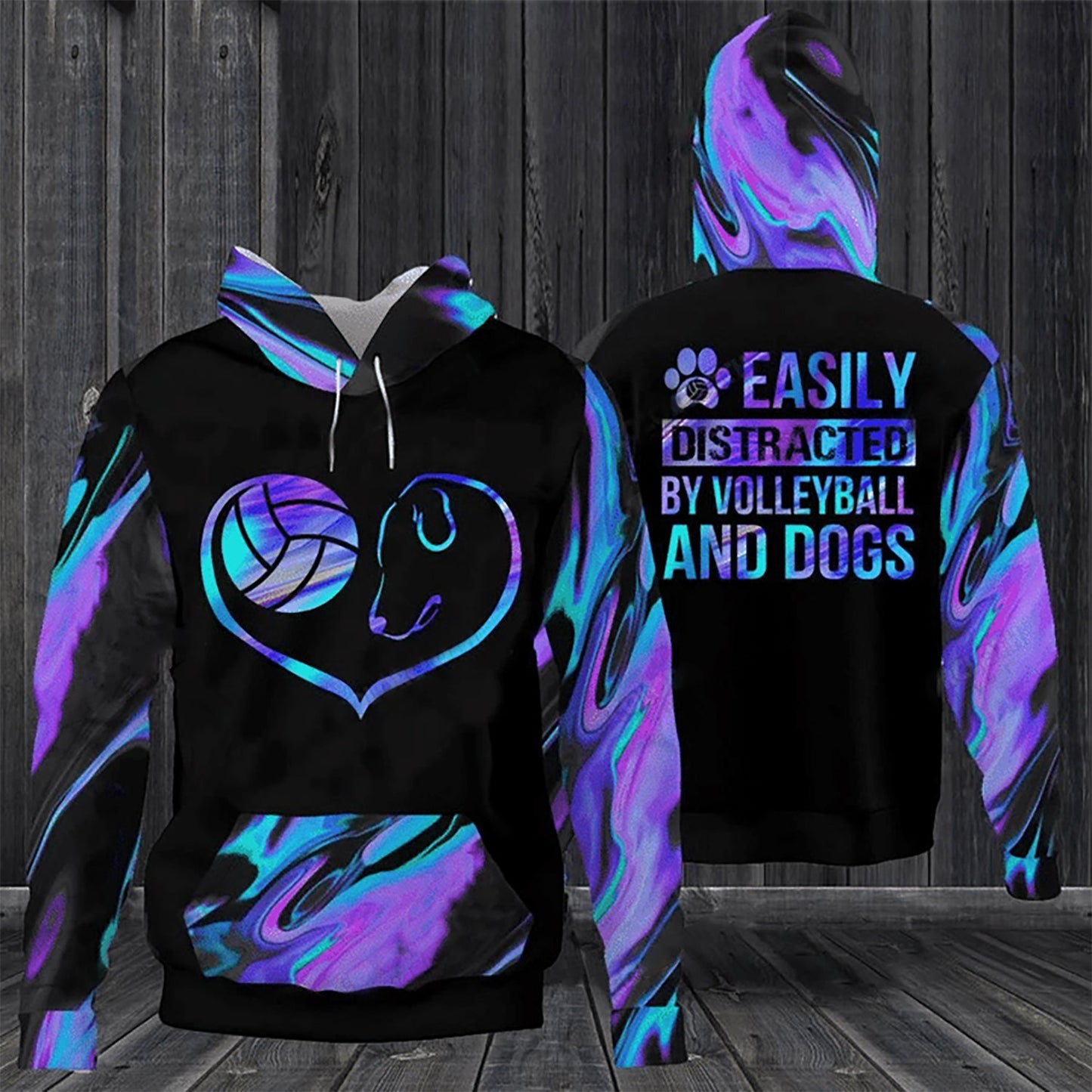 Volleyball And Dog Art – 3D Hoodie