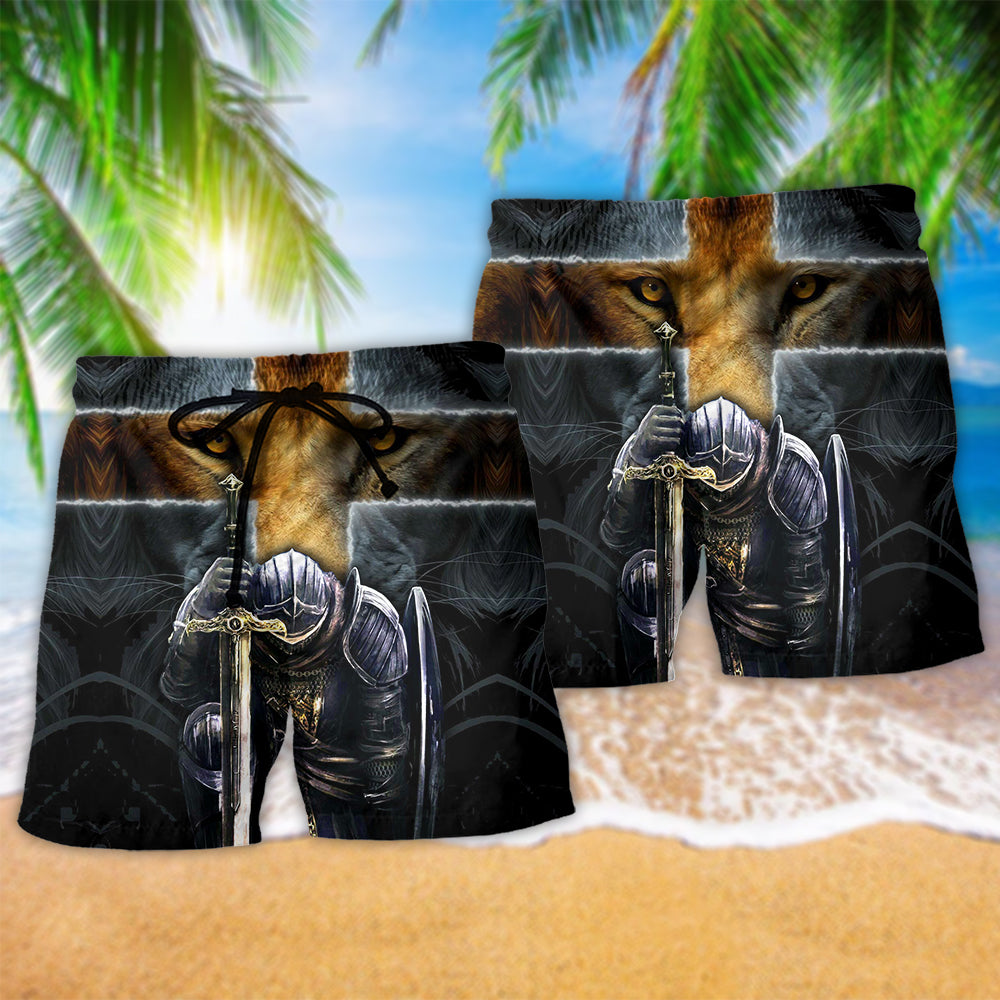 Christian Warrior Lion Cross – Beach Short