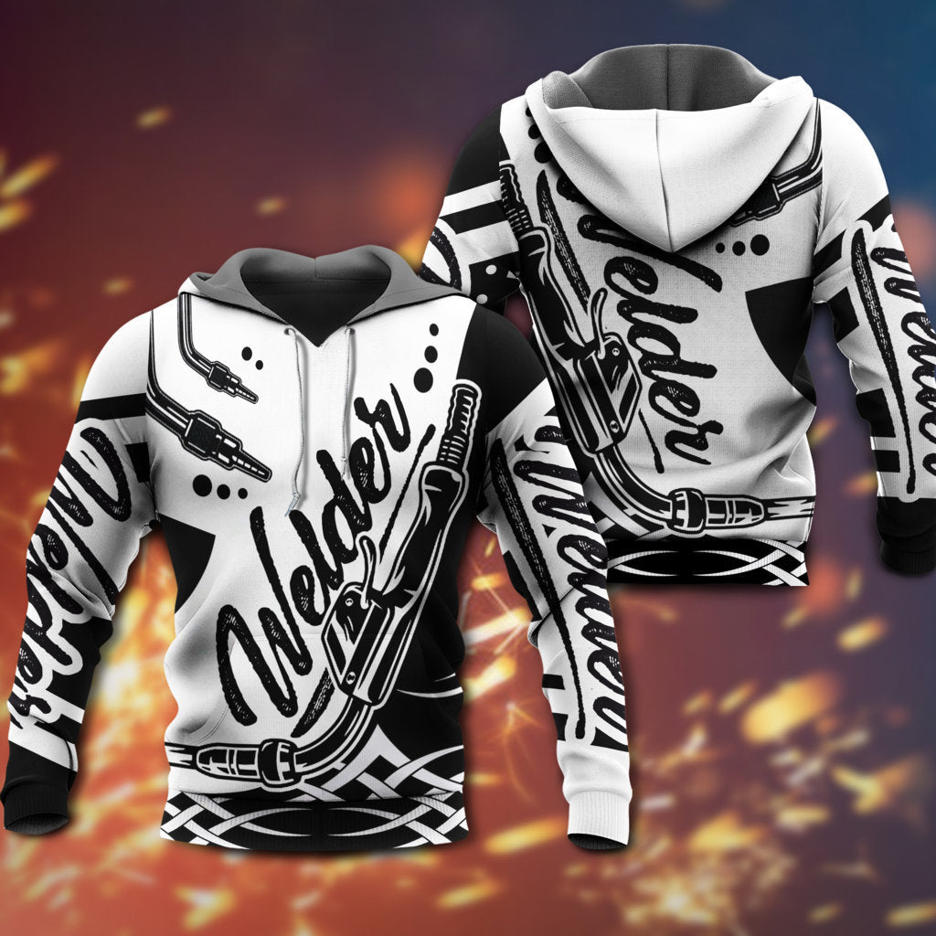 Welder Black And White Art – 3D Hoodie