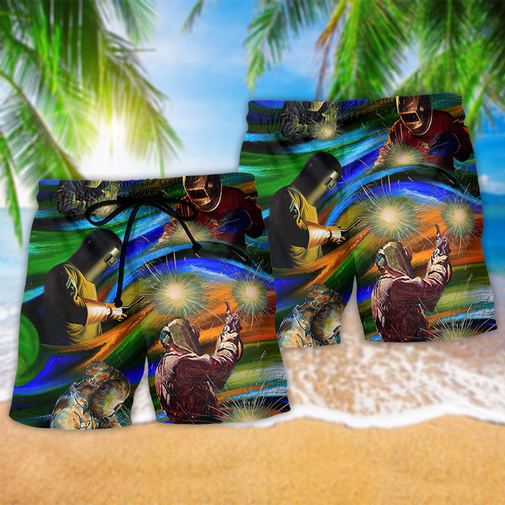 Welder On Fire Funny Quote – Beach Short