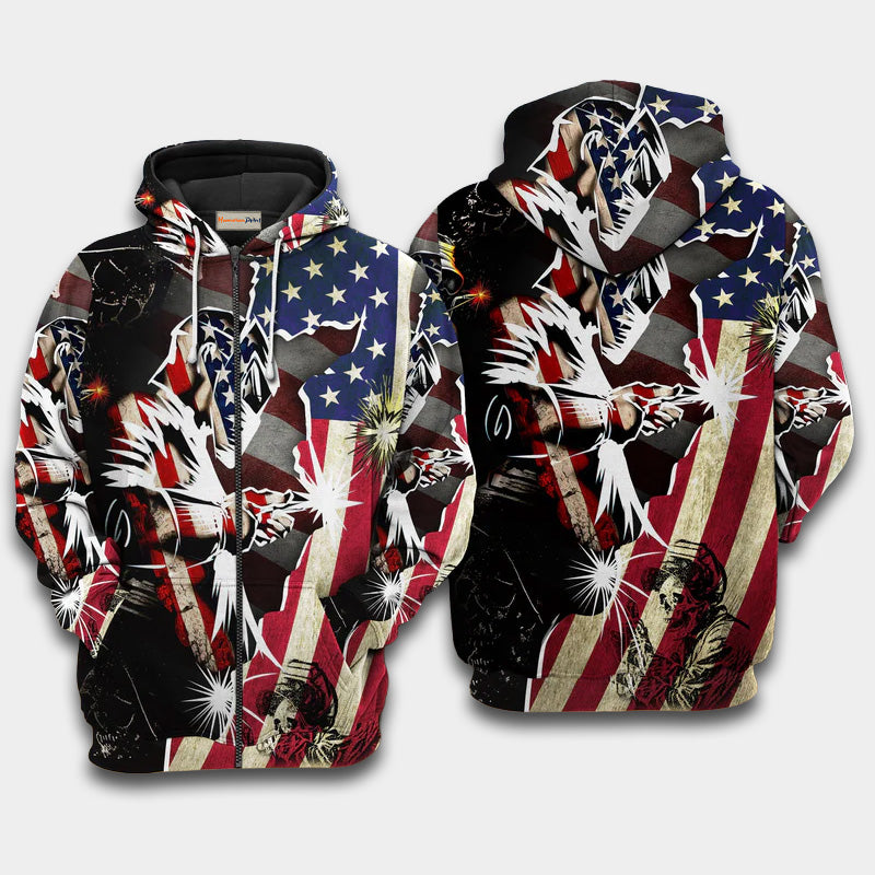 Welder Patriotic Art – 3D Hoodie