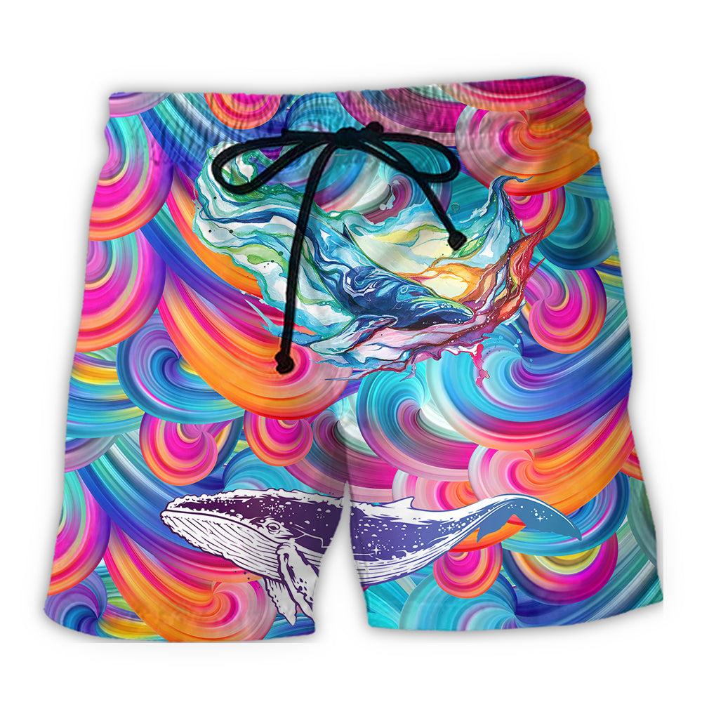 Colorful Whale Love Ocean – Beach Short