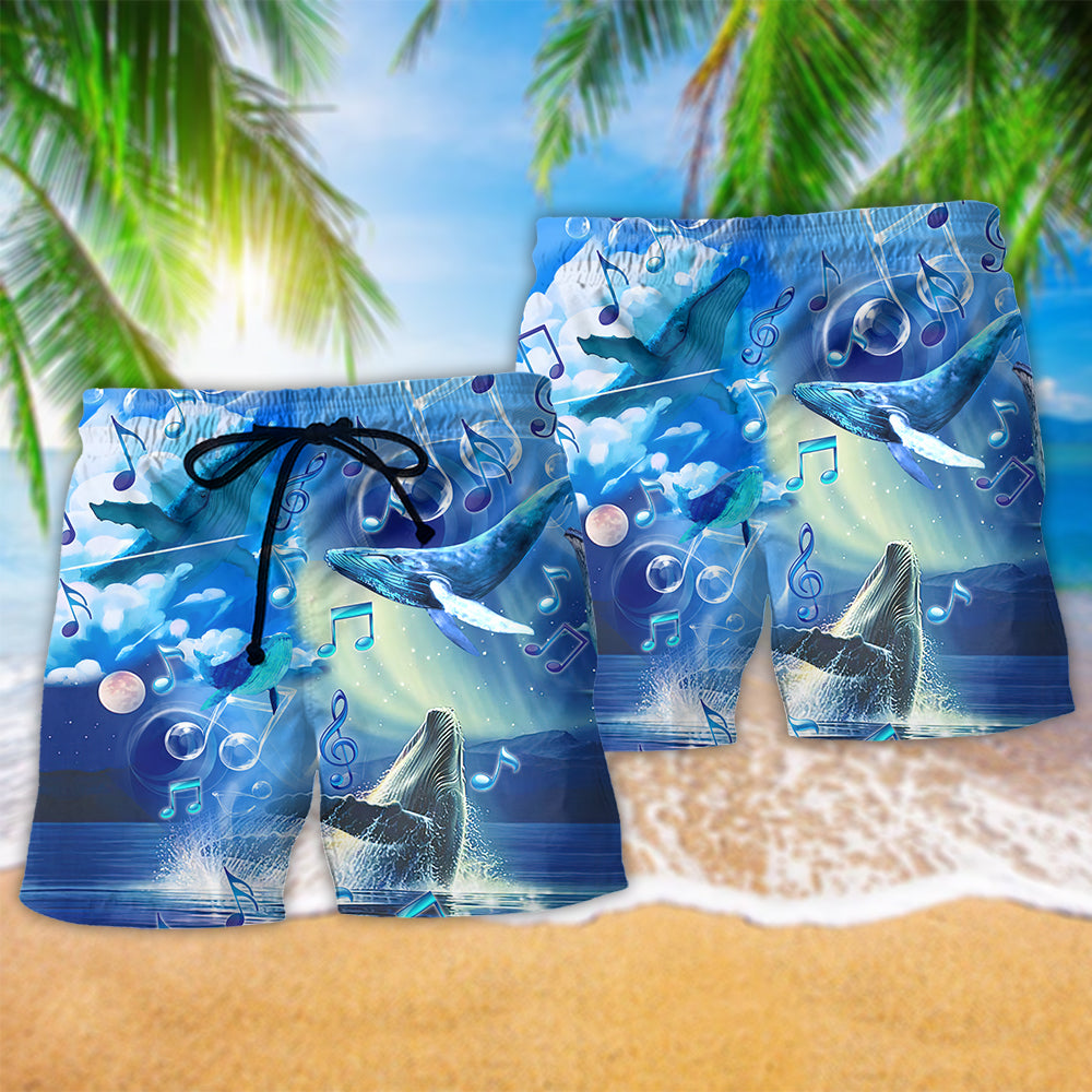 Whale Dancing Blue Sea Melody Art – Beach Short