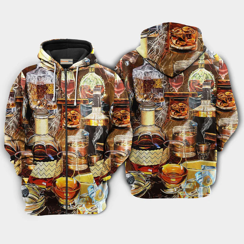 Whiskey Happiness Quote Art – 3D Hoodie