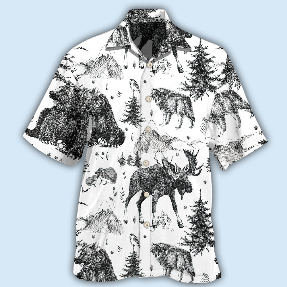Wild Animals Black And White Style – Hawaiian Shirt