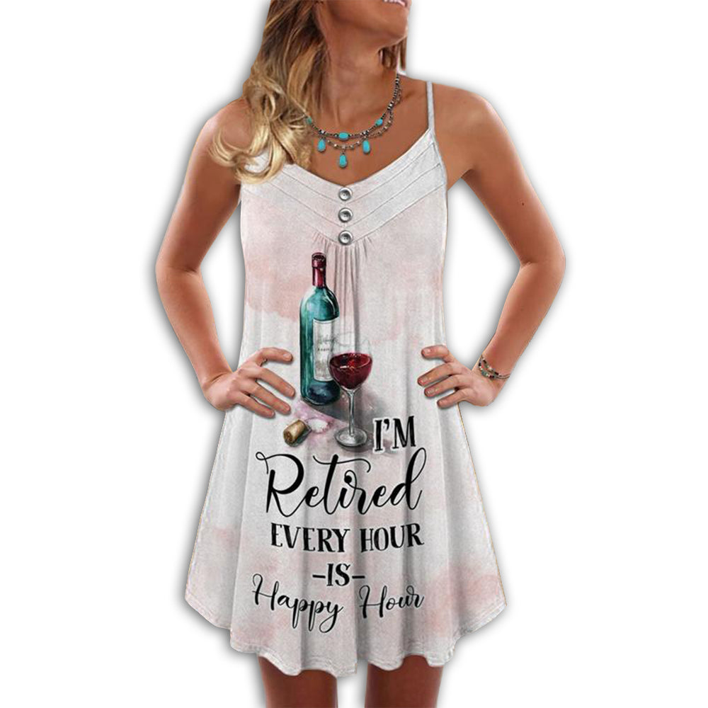 Retired And Loving Wine – Women's Summer Sleeveless V-Neck Camisole Dress