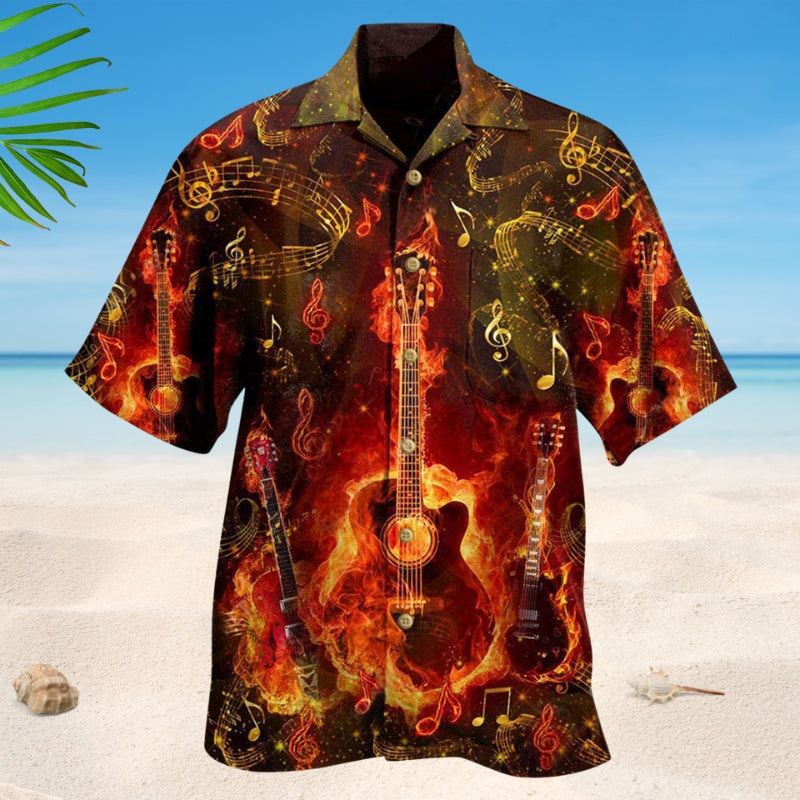 Guitar Flaming Music Speaks Style – Hawaiian Shirt