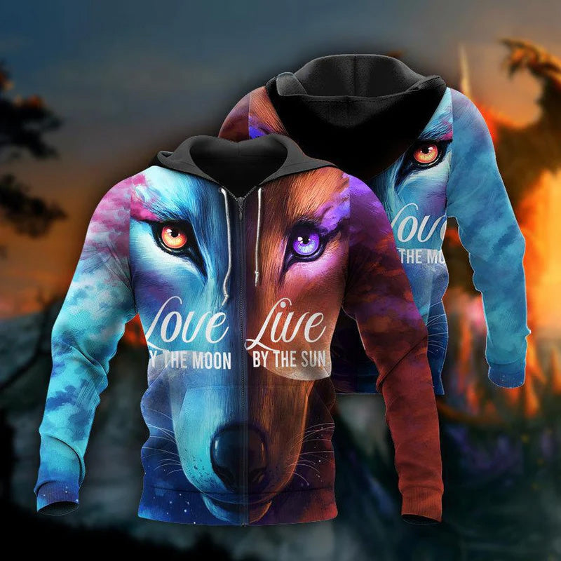 Wolf Live By The Sun Quote - 3D Hoodie