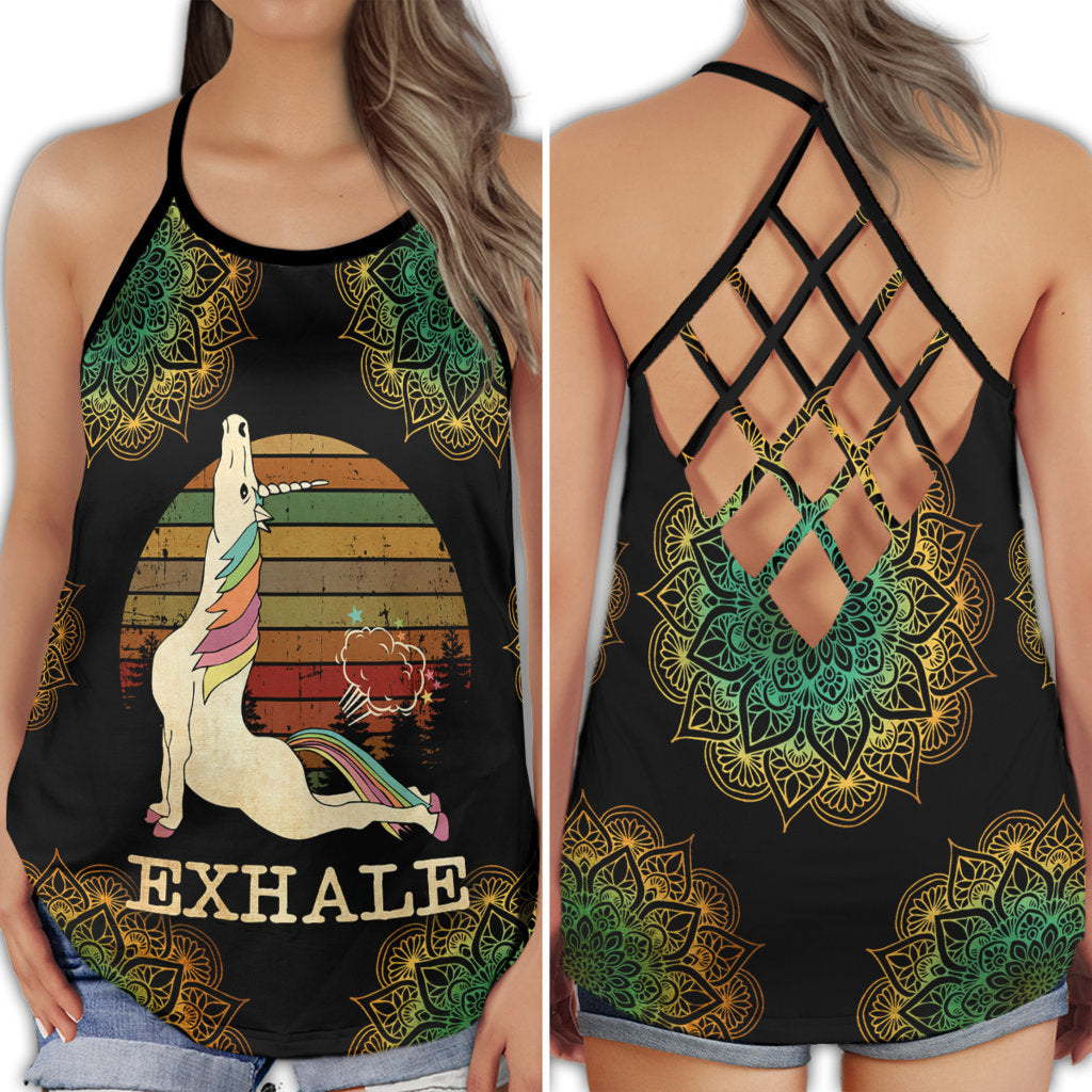Yoga Meditation Exhale Peace Calm Mindfulness Art - Hollow Tank Top