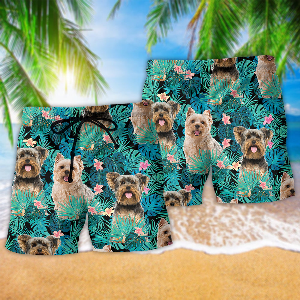 Yorkshire Terrier Tropical Floral Art – Beach Short