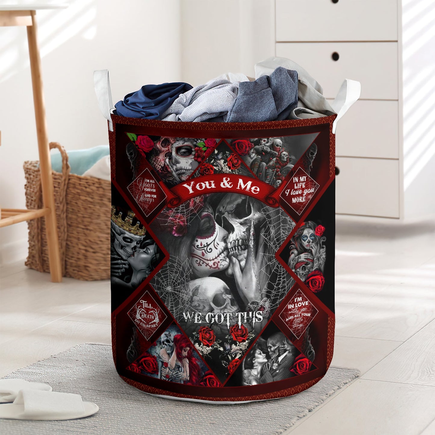 Skull rose love you and me we got this - Laundry basket - LAUB08LIN010322-Owls Matrix