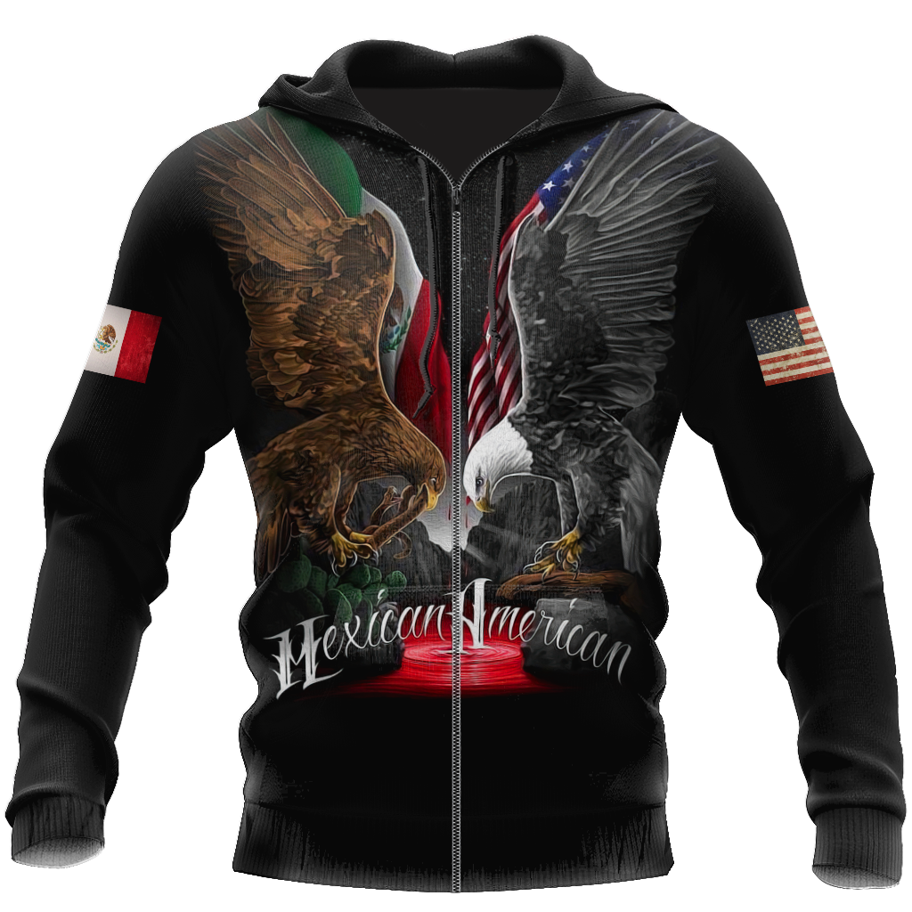 Mexican American Two Eagles Art - 3D Hoodie