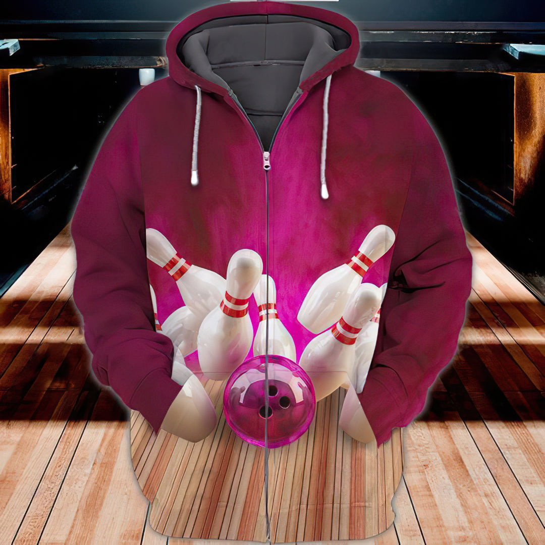 Pink Bowling Art – 3D Hoodie