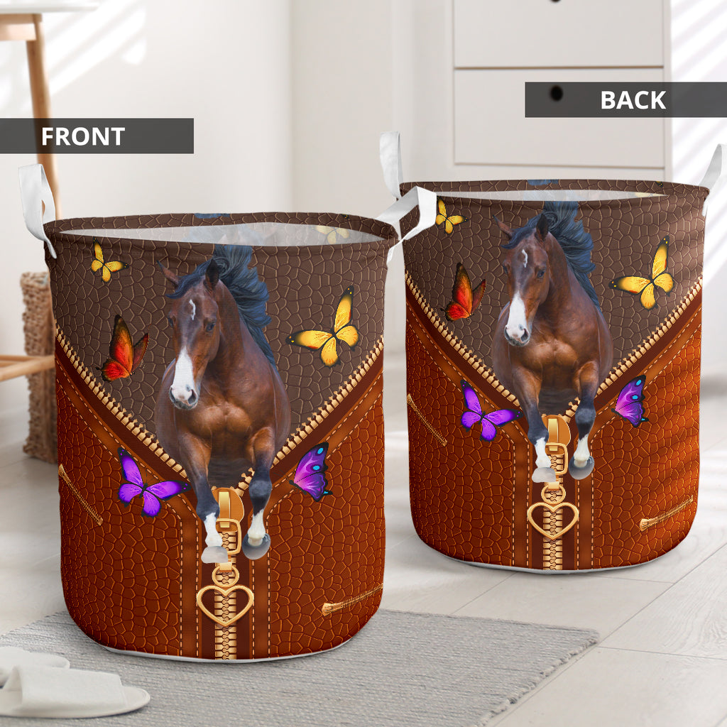 Zipper sewing to leather horse - Laundry basket-Owls Matrix