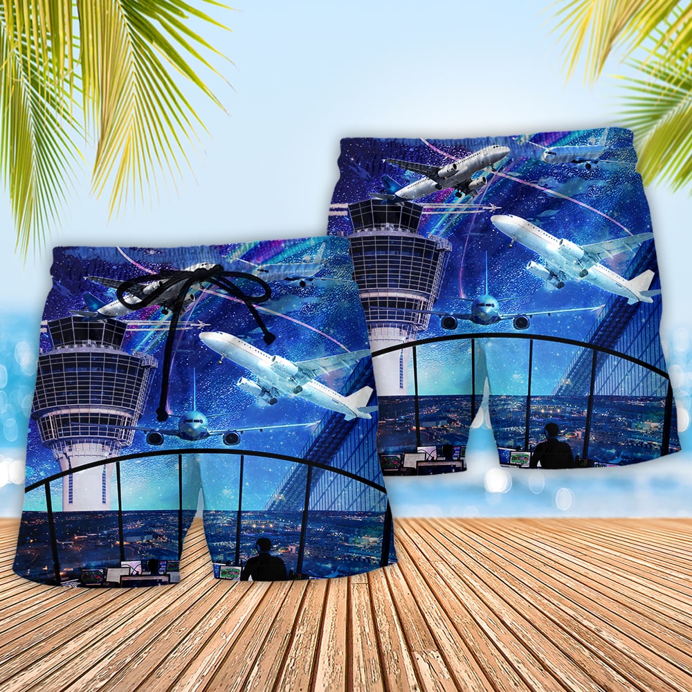 Airplane And Air Traffic Control Art – Beach Short