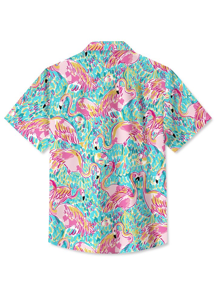 Aohadaddy Beach Coconut Tree Flamingo Summer Vacation Hawaiian Shirt