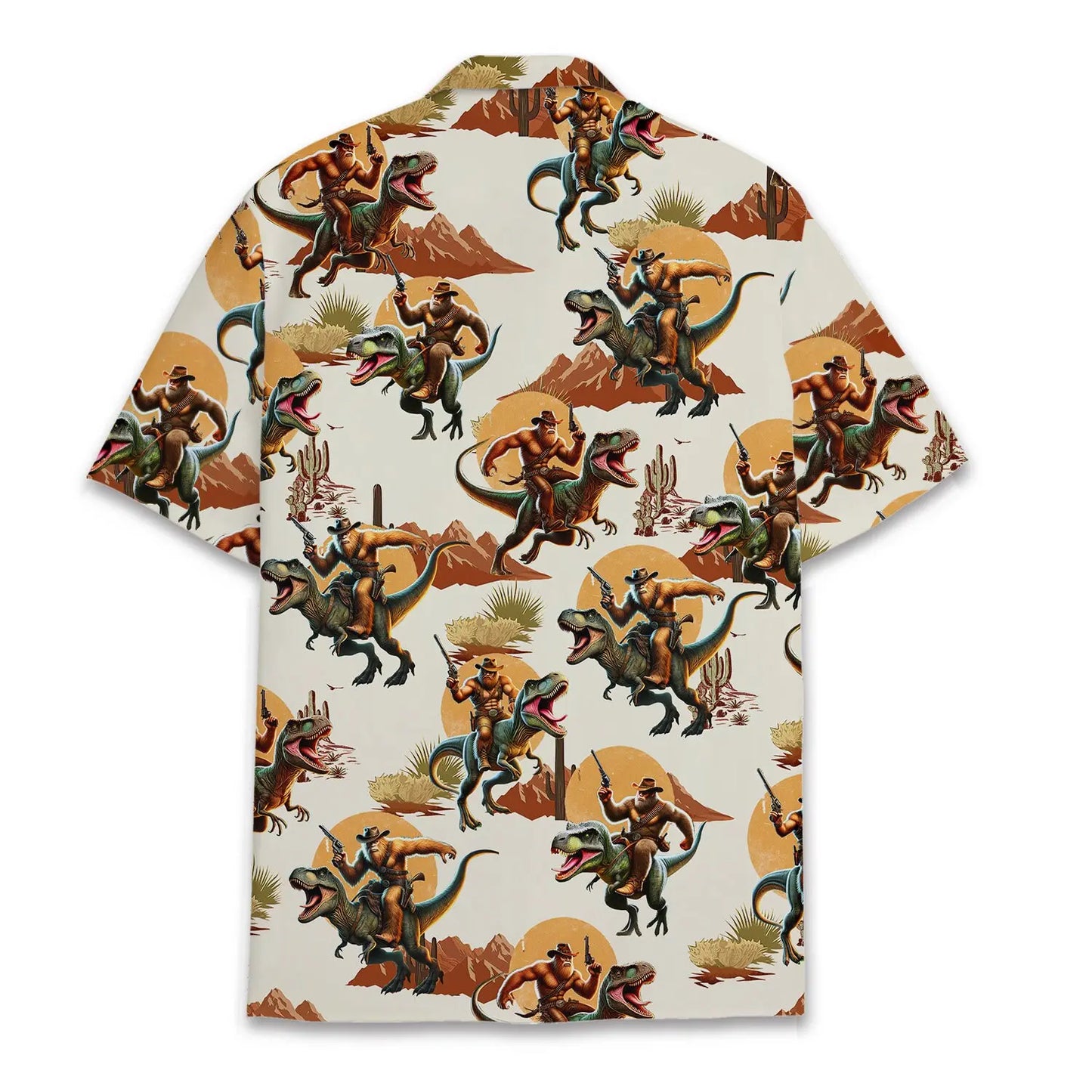 Bigfoot Riding Dinosaur Bigfoot Cowboy Unisex Hawaiian Shirt Aloha Shirt