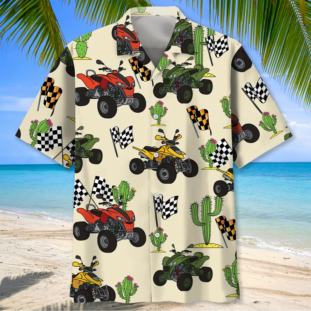 ATV 4 Wheeler Cactus Desert Race Hawaiian Shirt