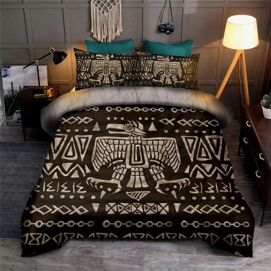 Aztec Eagle Brown Vintage Bedding Cover For Nature Bedroom Decor