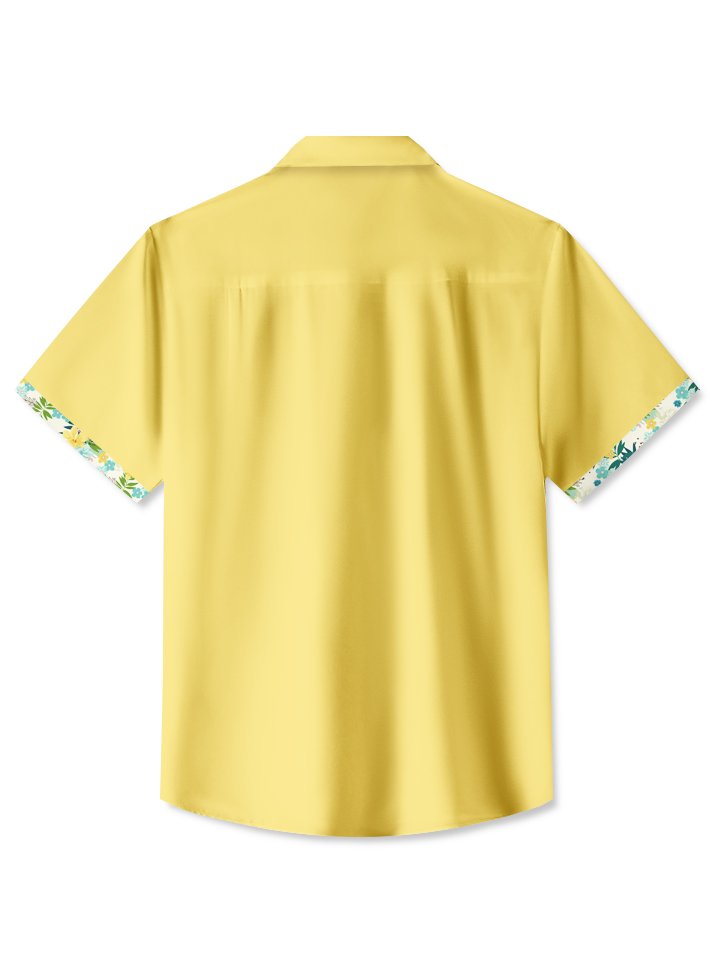 Basic Solid Color Summer Hawaiian Flower Color Block Hawaiian Shirt