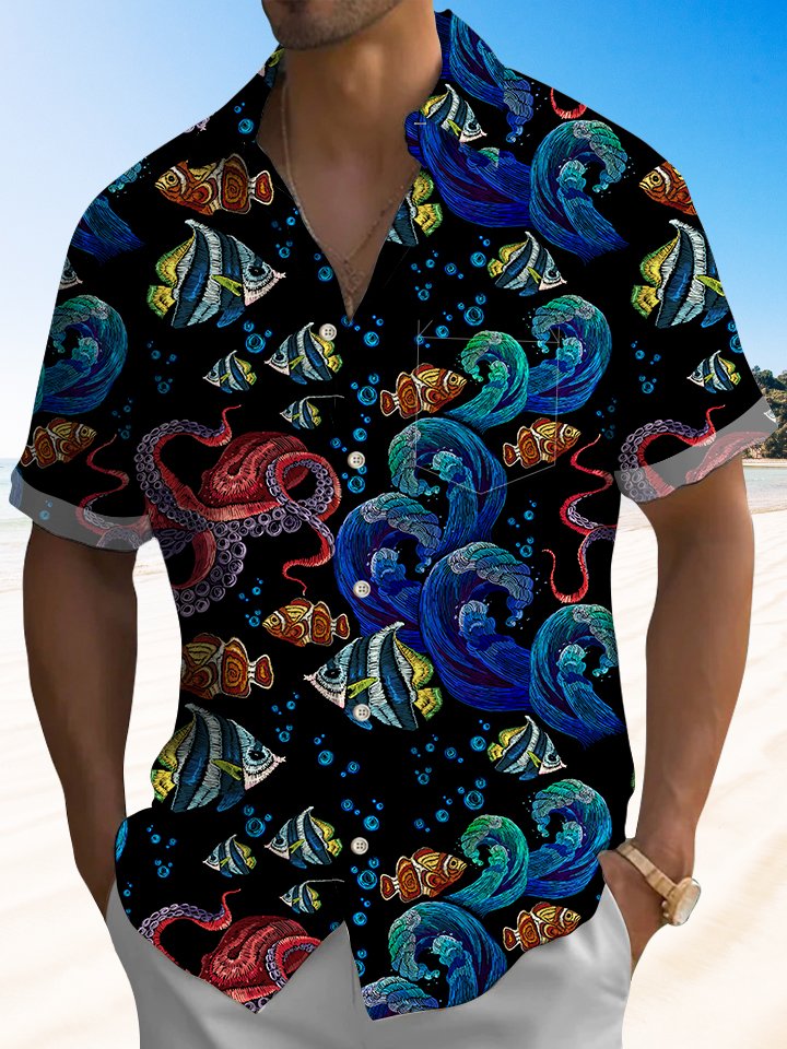 Beach Vacation Sea Life Octopus Tropical Fish Hawaiian Aloha Hawaiian Shirt