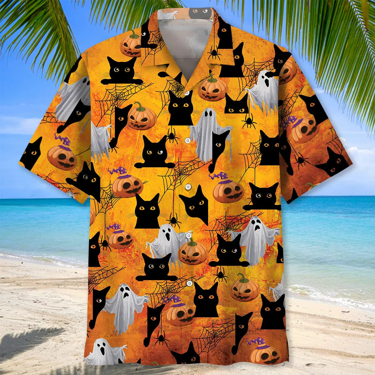Black Cat Boo Halloween Hawaiian Shirt