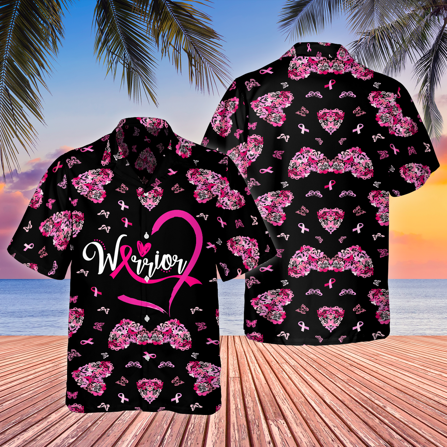 Breast Cancer Warrior Strong Support Style - Hawaiian Shirt