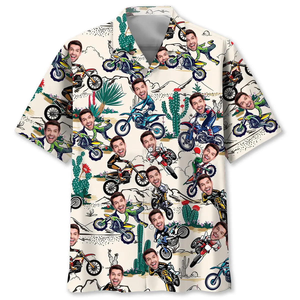 Custom Photo Face Dirt Bike Desert Hawaiian Shirt