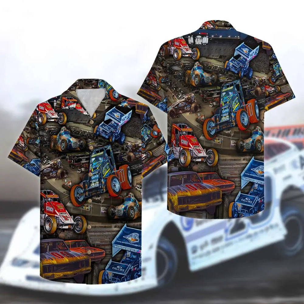 Dirt Track Racing Unisex Hawaiian Shirt Aloha Shirt Summer Vibe