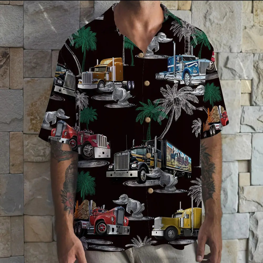 Duck Truck Pattern Unisex Hawaiian Shirt Aloha Shirt