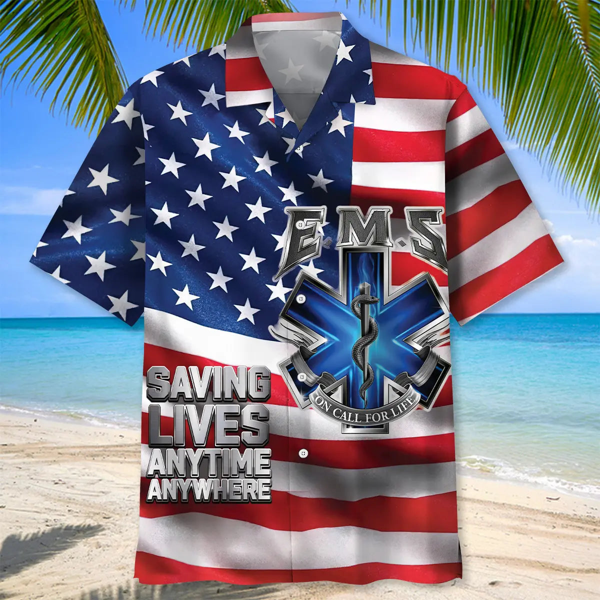 EMS USA Flag Hawaiian Shirt