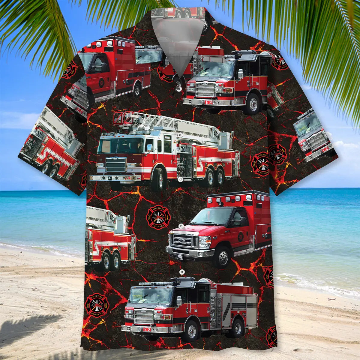 Fire Truck Lava Hawaiian Shirt