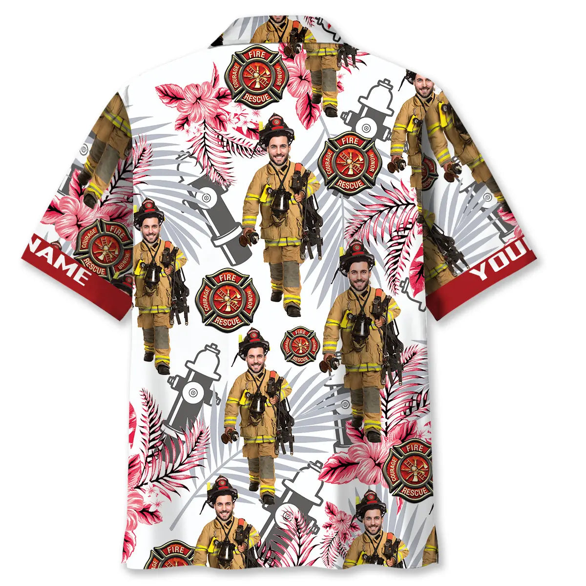 Firefighter Custom Name Custom Photo Hawaiian Shirt