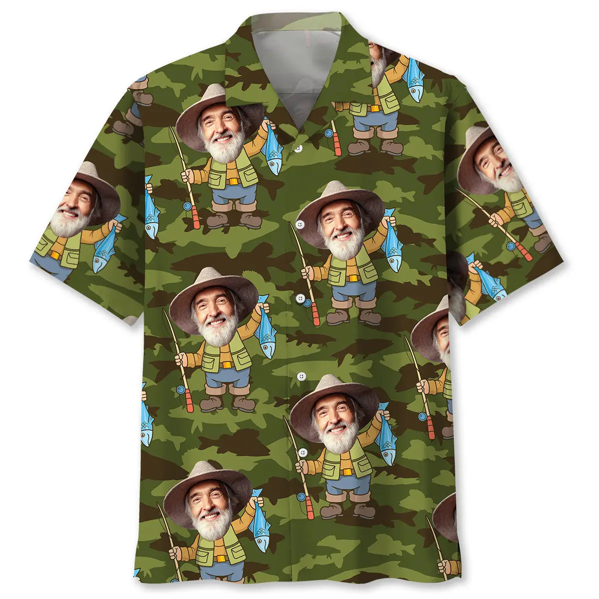 Fishing Custom Photo Face Hawaiian Shirt