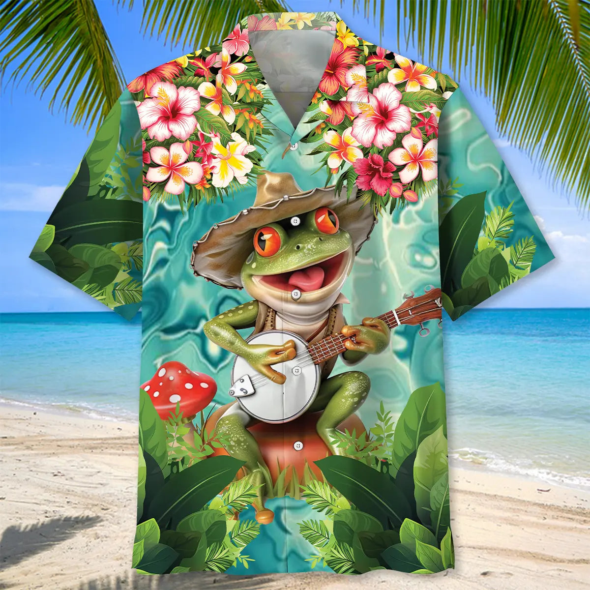 Frog Playing Banjo Hawaiian Shirt