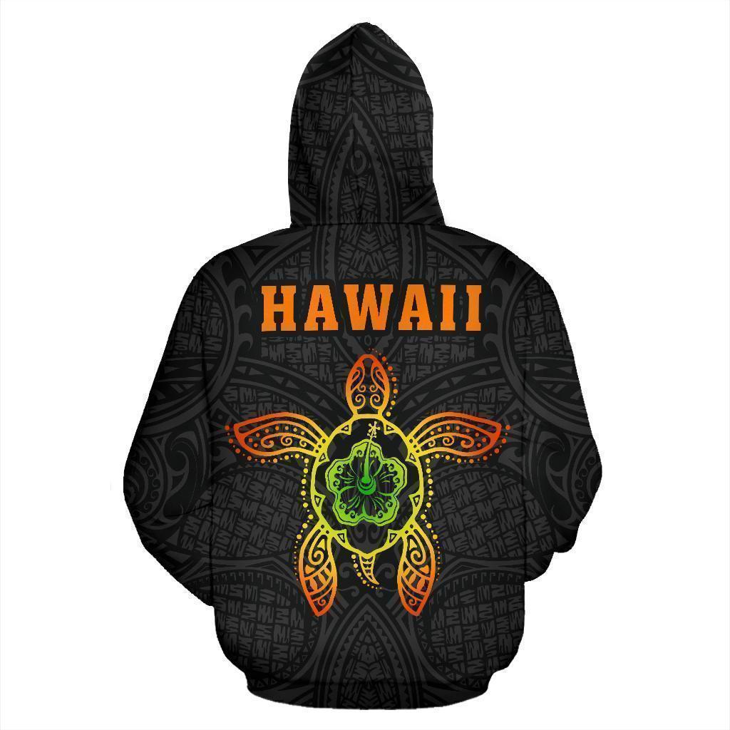 Hula Girl Turtle Hibiscus Art - 3D Hoodie