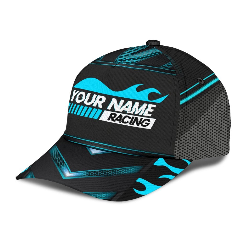 Custom Blue Neon Racing Personalized Name – Classic Cap