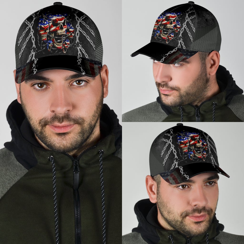 Skull American Flag Patriotic Style – Classic Cap