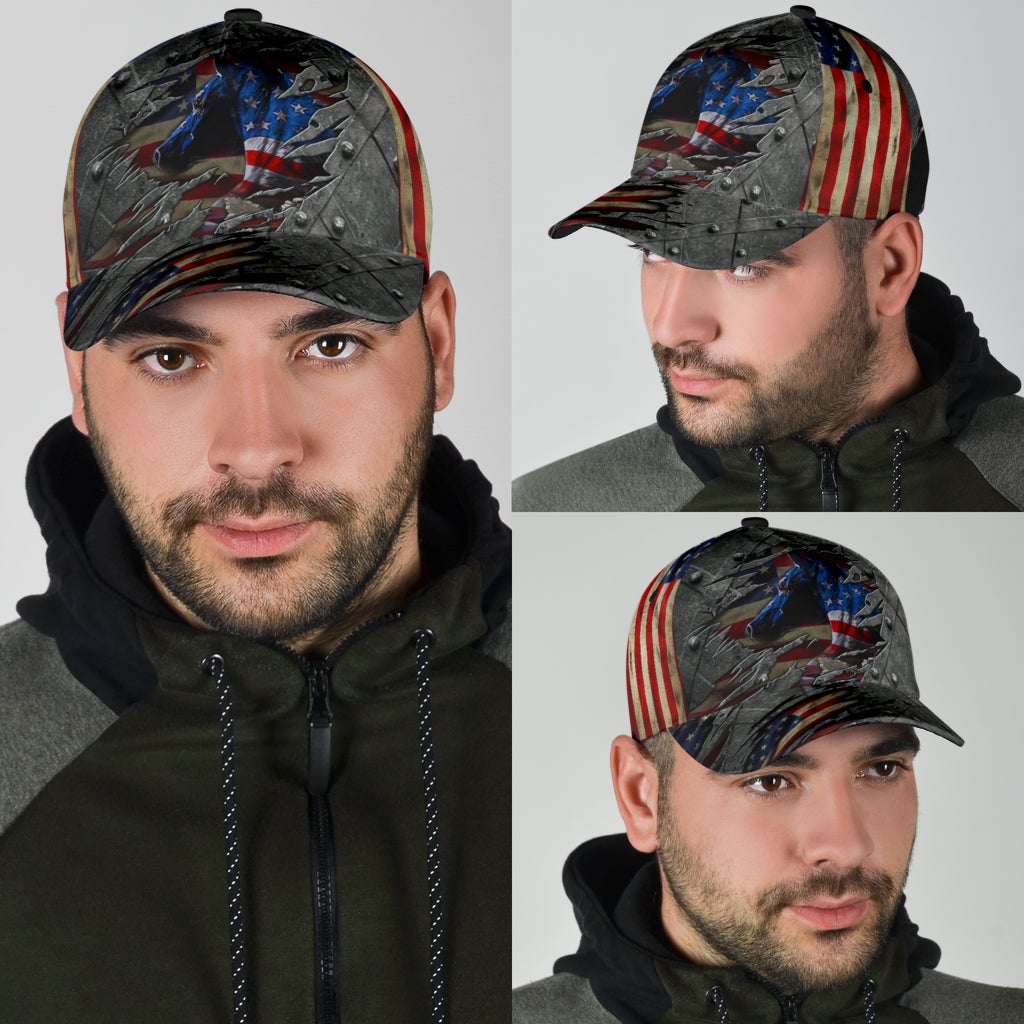 Horse US Flag Patriotic Style – Classic Cap